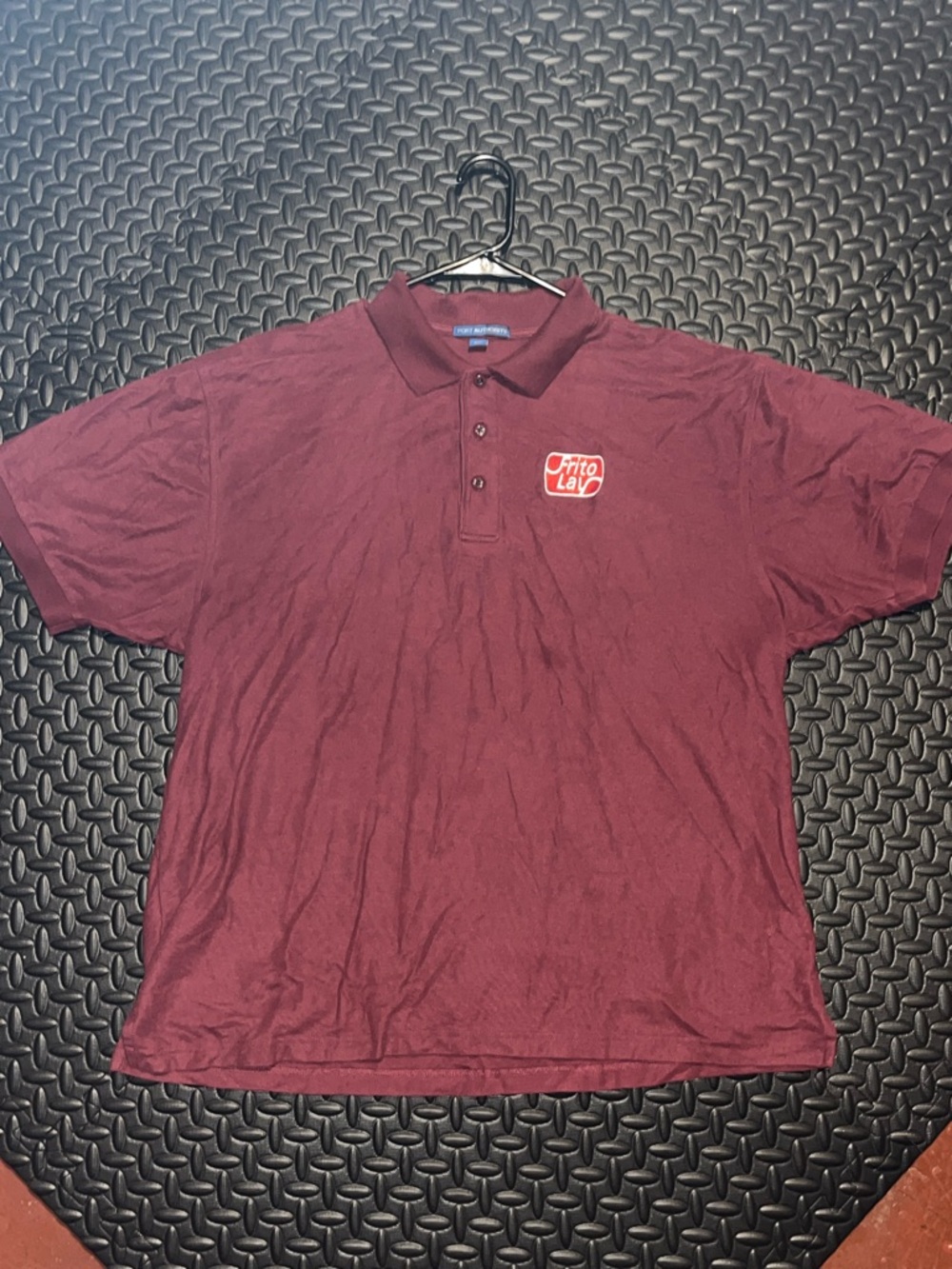 Port Authority Maroon Polo with Embroidered Patch